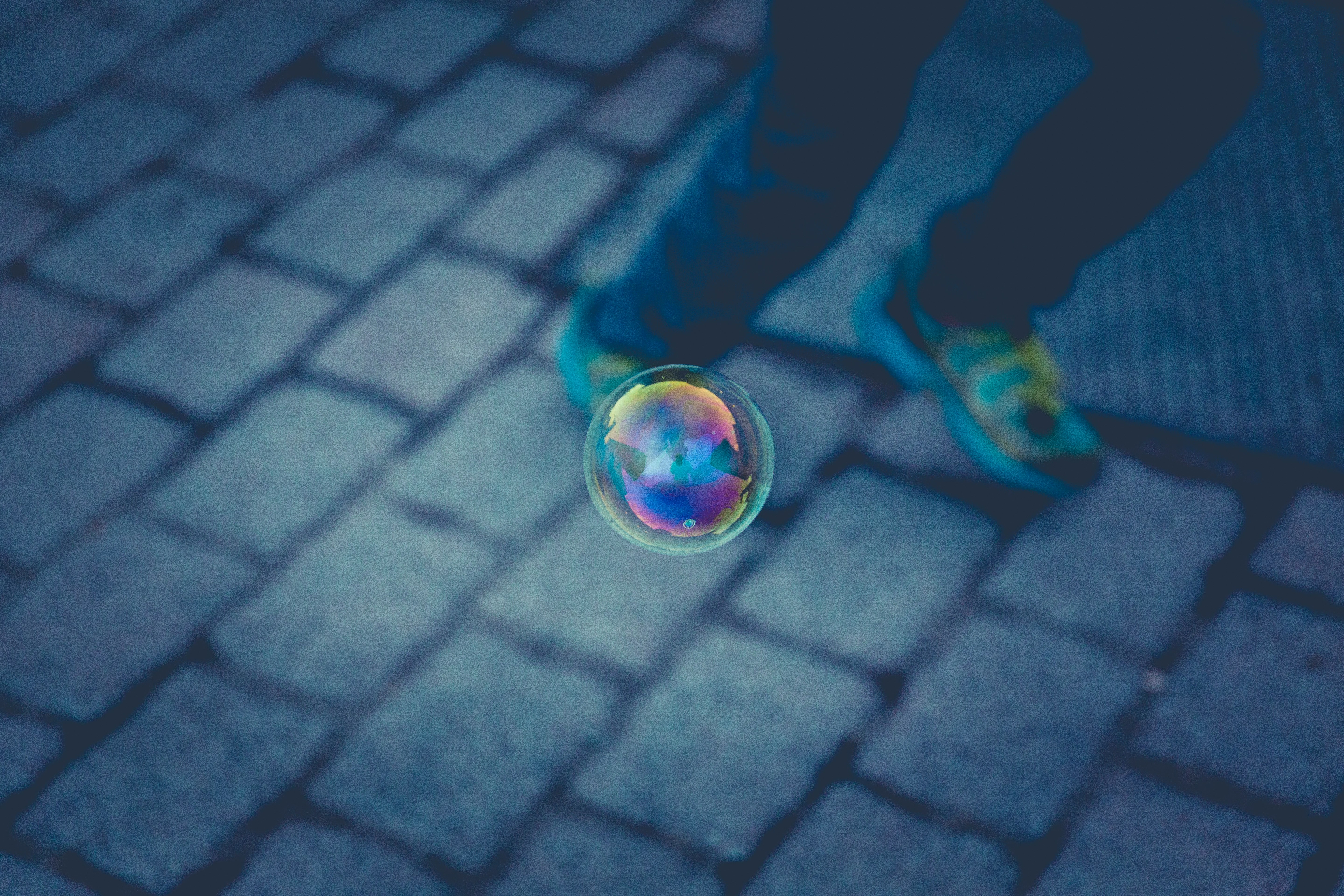 floating bubble near person running